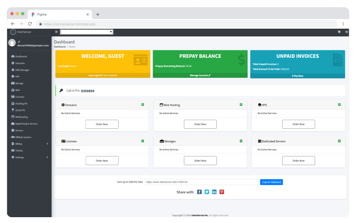 My InterServer Dashboard